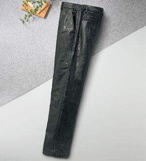 「＜フランコ・コレツィオーニ＞ラム革パッチワーク型押パンツ（メンズフルレングスパンツ）」｜シボ型押し