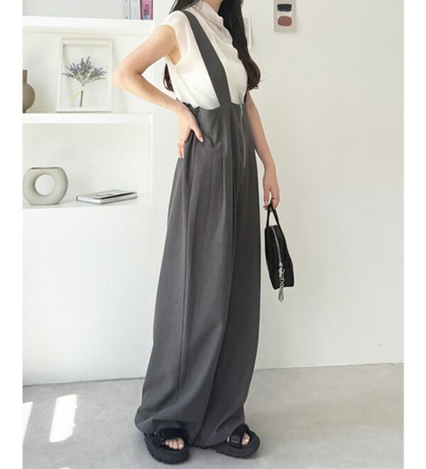 GeeRA（ジーラ）の「フロントジップハイウエストサロペット（オールインワン）」｜詳細画像