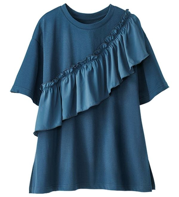 BELLUNA（ベルーナ）の「UVカット！フリル異素材切替プルオーバー（Tシャツ）」｜詳細画像
