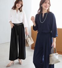 Viola e Viola（ヴィオラ エ ヴィオラ）の「【２点セット】楽ちん！スキッパーブラウスセットアップ（ブラウススーツ）」