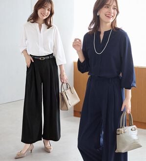 Viola e Viola（ヴィオラ エ ヴィオラ）の「【２点セット】楽ちん！スキッパーブラウスセットアップ（ブラウススーツ）」｜詳細画像