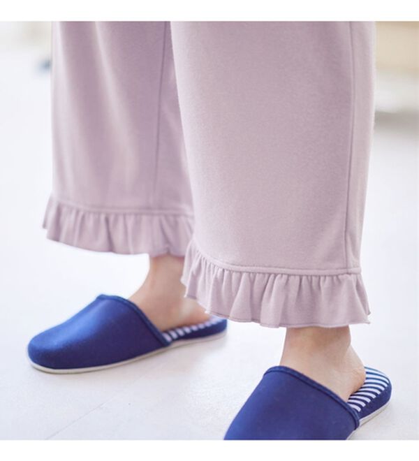 alotta（アロッタ）の「【選べる！】やわらかパイルルームウェア＜ギャザー切替トップス・裾フリルロングパンツ・裾フリルショートパンツ＞（フルレングスパンツ）」｜詳細画像