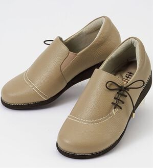 ルフラン（ルフラン）の「メディフィット５Ｅサイドリボンスリッポン（スリッポン）」｜ベージュ