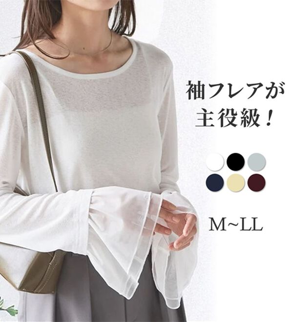 RANAN（ラナン）の「フレアーチュール袖スラブシアーＴ（カットソー）」｜詳細画像