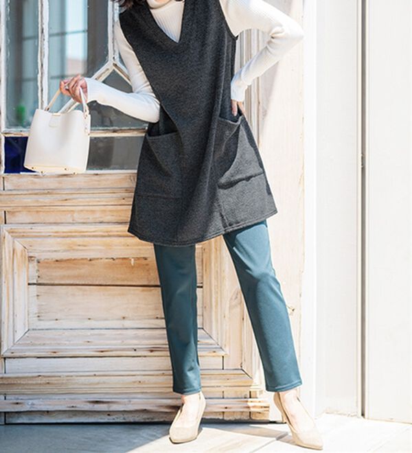 BELLUNA（ベルーナ）の「杢調素材ポケットデザインジャンパードレス（ジャンパースカート）」｜詳細画像