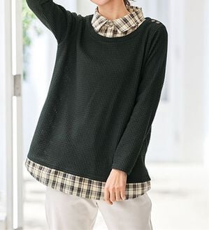 BELLUNA（ベルーナ）の「異素材重ね着風チュニック（チュニック）」｜黒3