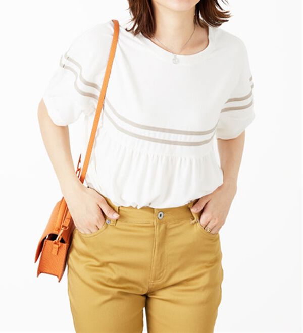 BELLUNA（ベルーナ）の「【Ｌａｇｒｉｌｕａ】配色ライン使いカットソーチュニック（チュニック）」｜詳細画像