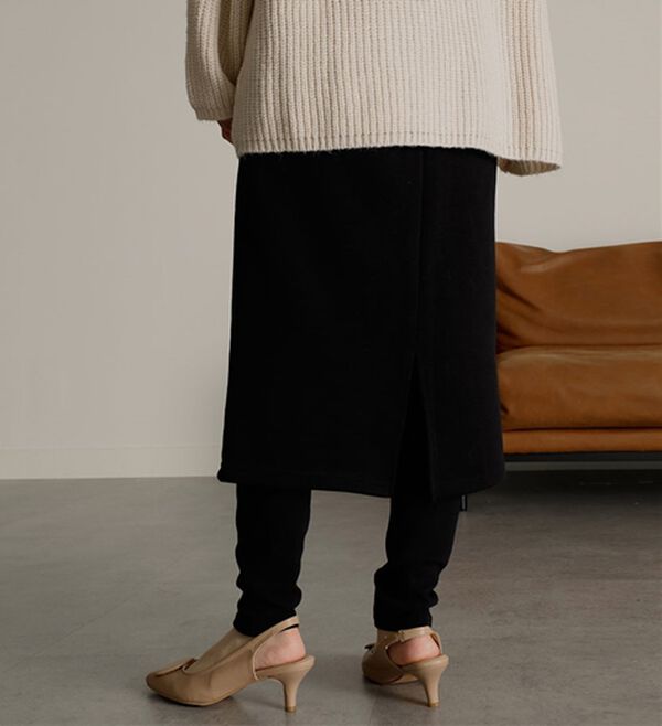 RANAN（ラナン）の「レイヤードニットソースカートパンツ（フルレングスパンツ）」｜詳細画像