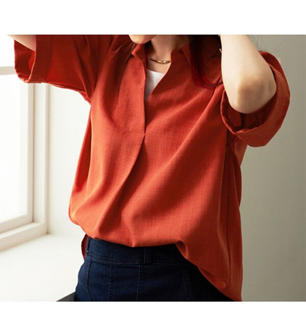 BELLUNA（ベルーナ）の「麻調素材スキッパーブラウス（ブラウス）」｜詳細画像