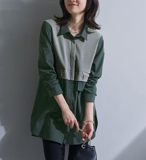 BELLUNA（ベルーナ）の「大人の異素材切替ジップポケットデザインチュニック（チュニック）」｜詳細画像