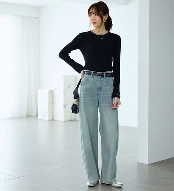 BELLUNA（ベルーナ）の「オシャレに見えるカーブデニムパンツ（ワイドパンツ・ガウチョ）」｜詳細画像