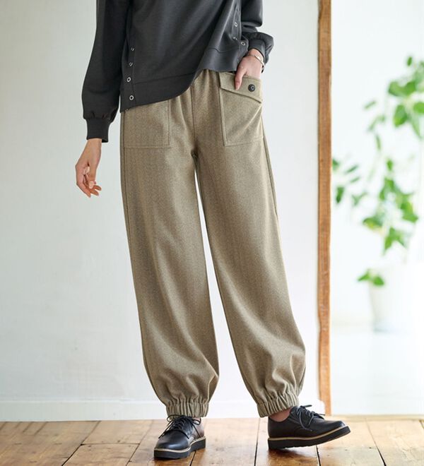 BELLUNA（ベルーナ）の「ツイード調素材ボタン使いコロンパンツ（フルレングスパンツ）」｜詳細画像