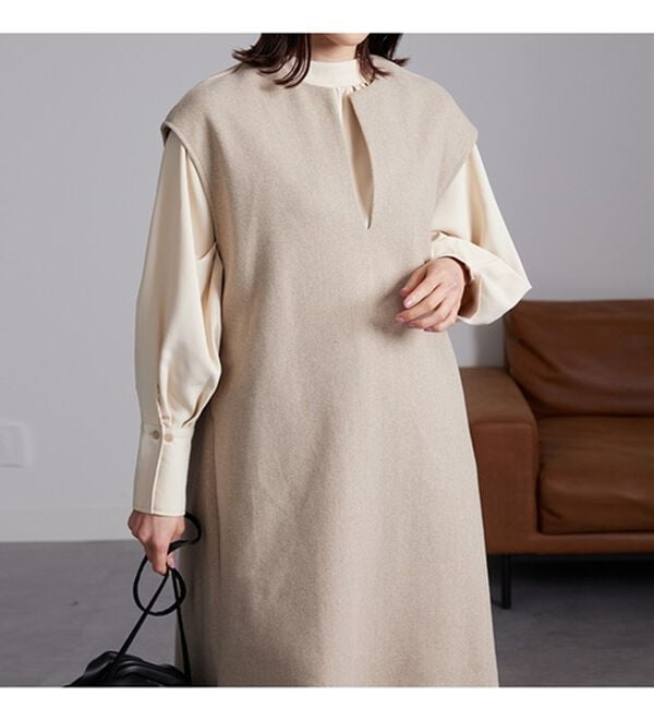 RANAN（ラナン）の「ウールライクディープＶネックジャンパースカート（ジャンパースカート）」｜詳細画像