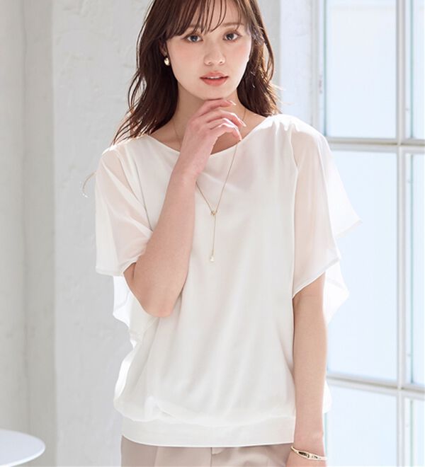 alotta（アロッタ）の「【接触冷感】カットソー裏地付ドルマンブラウス（ブラウス）」｜詳細画像