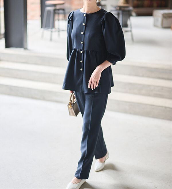 RANAN 新定番スーツシリーズ】洗える！パールボタンペプラム
