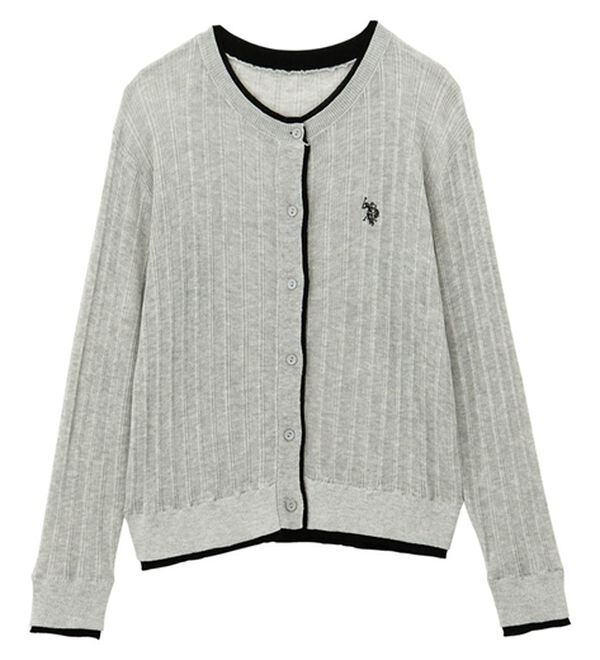 GeeRA（ジーラ）の「【ＵＳ．ＰＯＬＯ．ＡＳＳＮ】配色シアーカーディガン（ニットカーディガン）」｜詳細画像