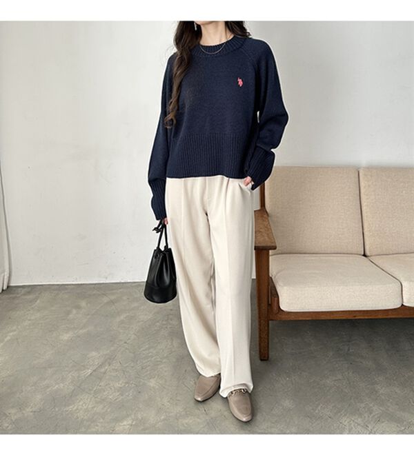 GeeRA（ジーラ）の「【ＵＳ．ＰＯＬＯ　ＡＳＳＮ】ショート丈ニット（ニット・セーター）」｜詳細画像