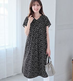 4つの機能付】ひんやりフロントタックVネックゆるワンピース