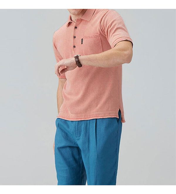 「＜イネド＞ヴィンテージ加工のニットポロ（メンズポロシャツ）」｜詳細画像