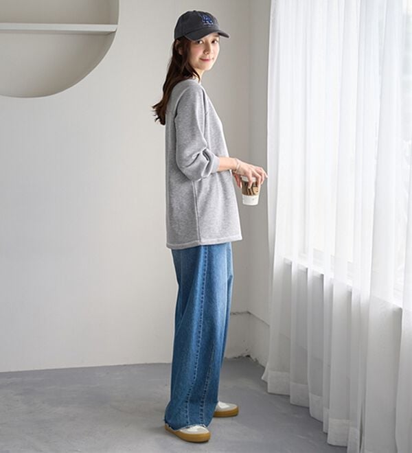 BELLUNA（ベルーナ）の「華奢見せ！しっかり綿混裏毛素材トレーナー（トレーナー・スウェット）」｜詳細画像