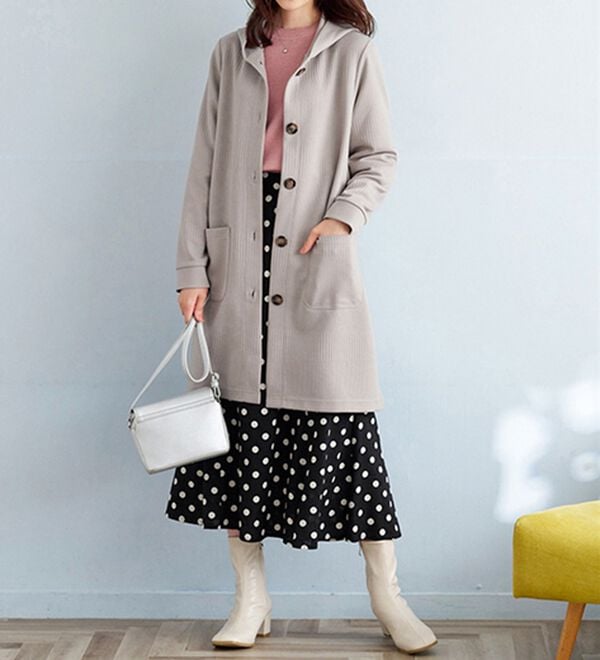 BELLUNA（ベルーナ）の「ボーダージャカード素材フードカーディガン（その他ジャケット）」｜詳細画像