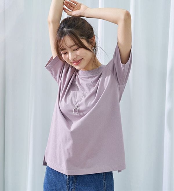 BELLUNA（ベルーナ）の「【選べる袖丈】＜エアリーアイスコットン＞オーバーサイズＴシャツ（カットソー）」｜詳細画像