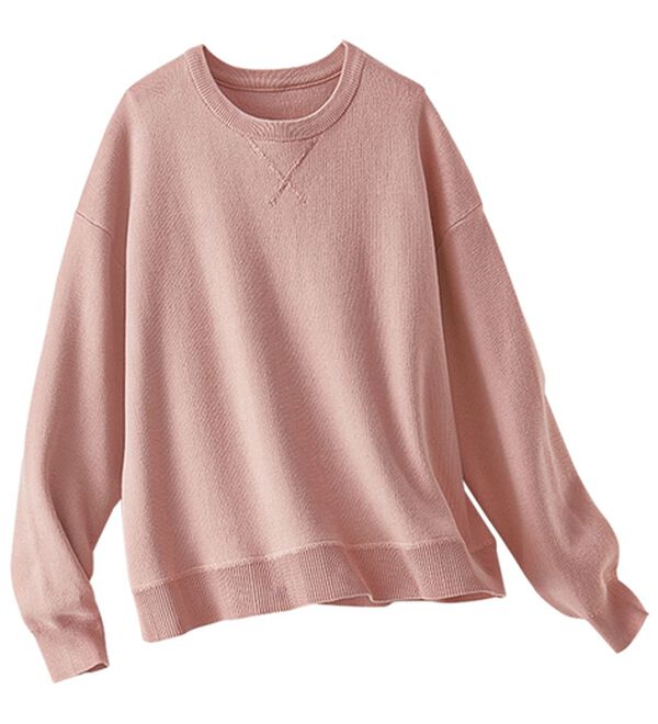 BELLUNA（ベルーナ）の「《ＨｕｇＲｅａｍコットン》やわ編ゆったりニットプルオーバー（ニット・セーター）」｜ピンク