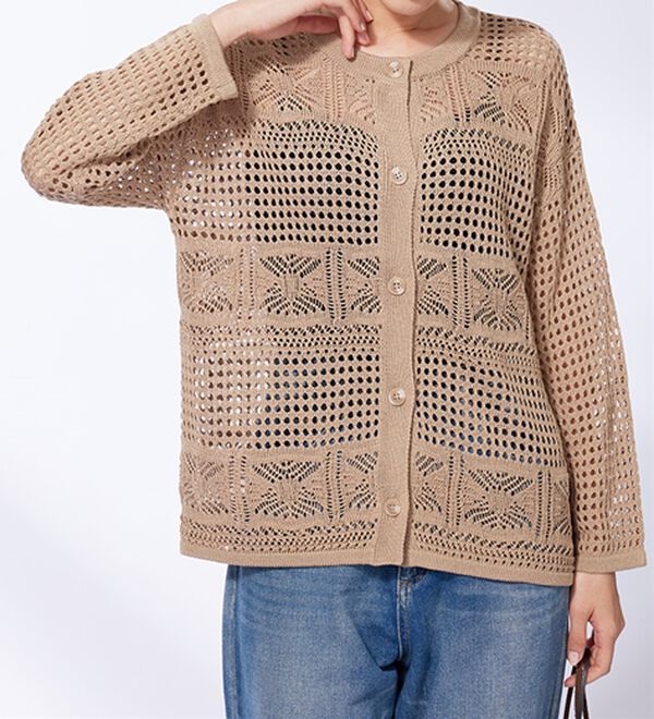 BELLUNA（ベルーナ）の「透かし編ニットカーディガン（ニットカーディガン）」｜詳細画像