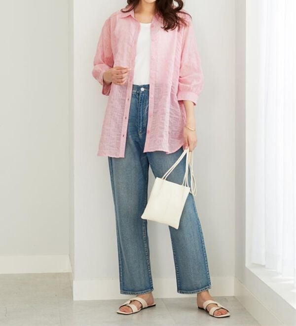 BELLUNA（ベルーナ）の「綿混テンセルぽこぽこシアーシャツチュニック（チュニック）」｜詳細画像