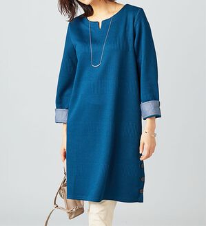 BELLUNA（ベルーナ）の「ボタン使いボーダージャカードワンピース（その他ワンピース）」｜詳細画像