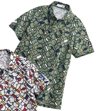 「＜ルコックスポルティフ＞カラーブロックグラフィック小柄半袖シャツ（メンズゴルフウェア）」