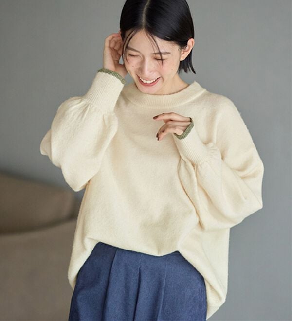 Viola e Viola（ヴィオラ エ ヴィオラ）の「洗えるもちもち　ゆるニットプルオーバー（ニット・セーター）」｜アイボリー