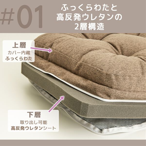 iellio（イエリオ）の「高反発ボリュームチェアパッド2個組＜チェアクッション・座布団＞（チェアカバー・チェアパッド）」｜詳細画像