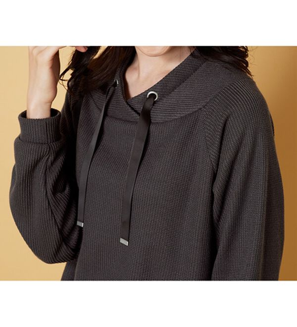 BELLUNA（ベルーナ）の「あぜ調裏起毛素材ワイドネックチュニック（チュニック）」｜詳細画像