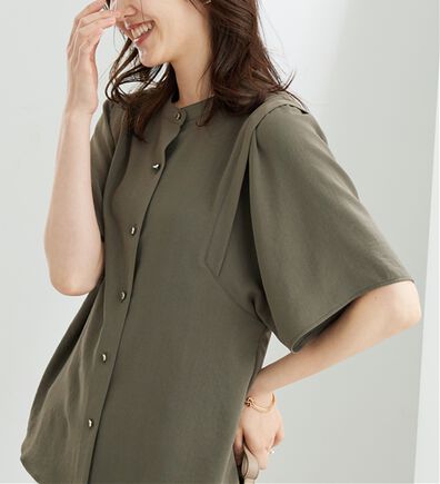 BELLUNA（ベルーナ）の「【快適Ｌａｂ．】お手入れ楽々ビンテージ調素材ブラウス（ブラウス）」