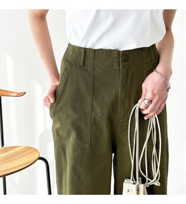 GeeRA（ジーラ）の「コットンワイドベイカーパンツ（フルレングスパンツ）」｜詳細画像