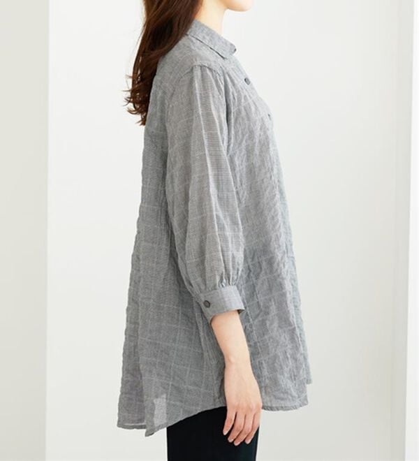 BELLUNA（ベルーナ）の「綿混テンセルぽこぽこシアーシャツチュニック（チュニック）」｜詳細画像