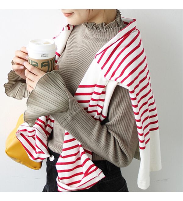 GeeRA（ジーラ）の「プリーツ付ハイネックリブニットトップス（ニット・セーター）」｜詳細画像