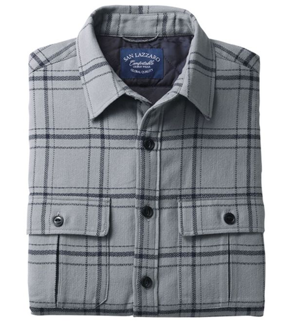 「アウター要らずの中わた入り暖かシャツ（メンズシャツ）」｜グレー