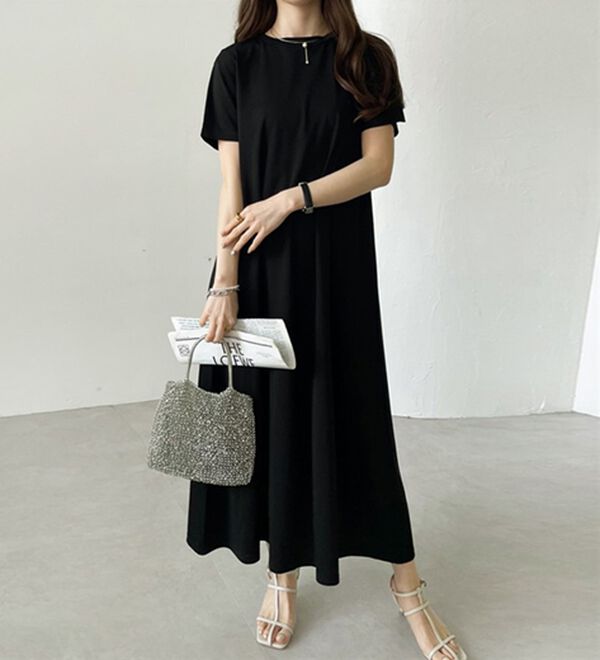 GeeRA（ジーラ）の「【接触冷感】フレアーシルエットロングワンピース（ロングワンピース）」｜詳細画像