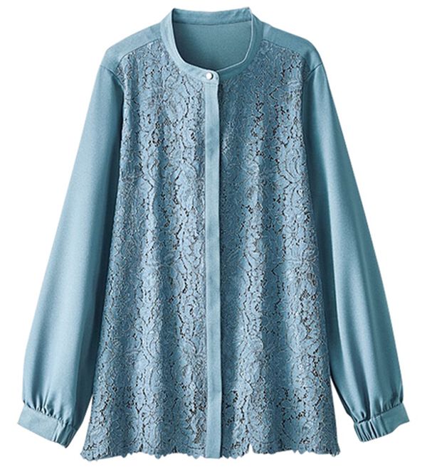 BELLUNA（ベルーナ）の「上品スカラップレース使いシャツチュニック（チュニック）」｜詳細画像