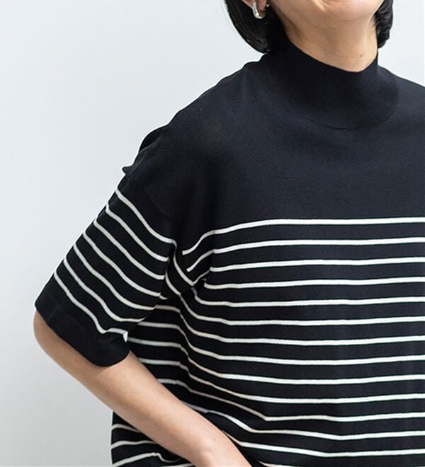 BELLUNA（ベルーナ）の「【選べるデザイン】Ｔシャツが苦手な方に！ひんやり綿混ニットＴ（ニット・セーター）」｜詳細画像