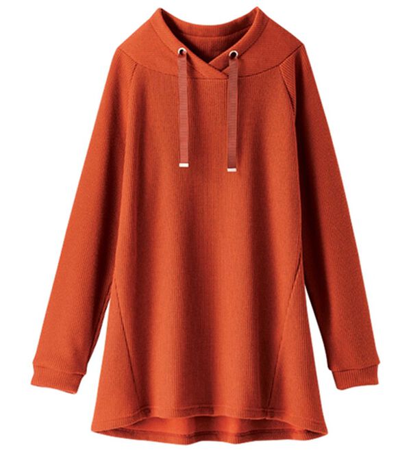 BELLUNA（ベルーナ）の「あぜ調裏起毛素材ワイドネックチュニック（チュニック）」｜詳細画像