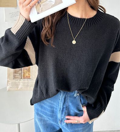 GeeRA（ジーラ）の「配色ラインニットプルオーバー（ニット・セーター）」