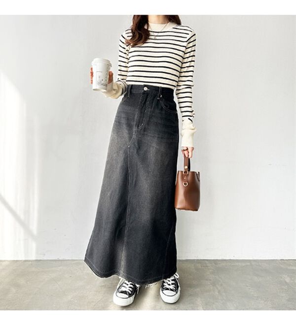 GeeRA（ジーラ）の「バックスリットデニムロングスカート（ロングスカート）」｜詳細画像