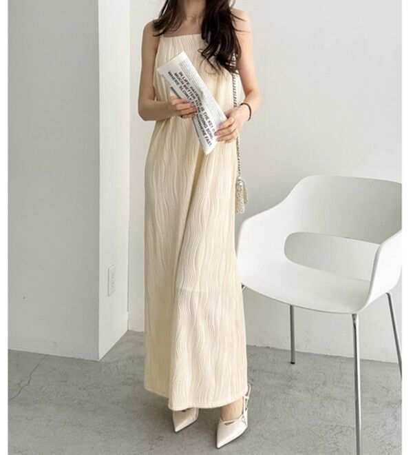 GeeRA（ジーラ）の「ウェーブジャガードキャミワンピース（その他ワンピース）」｜アイボリー