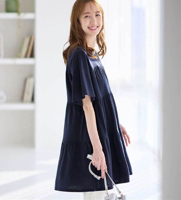 alotta（アロッタ）の「楽に可愛く！ふんわり綿混ティアードチュニック（チュニック）」｜詳細画像