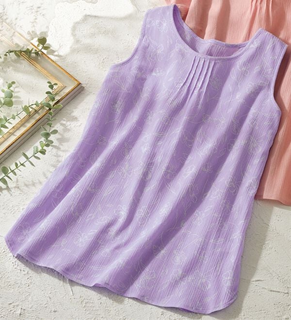 LAVIENNE（ラヴィエンヌ）の「【４色組】１枚でも透けにくい楊柳タンクトップ（肌着・インナーウェア）」｜詳細画像