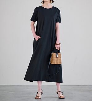 RANAN（ラナン）の「綿１００％ひんやりポケット付マキシワンピース（その他ワンピース）」｜ブラック