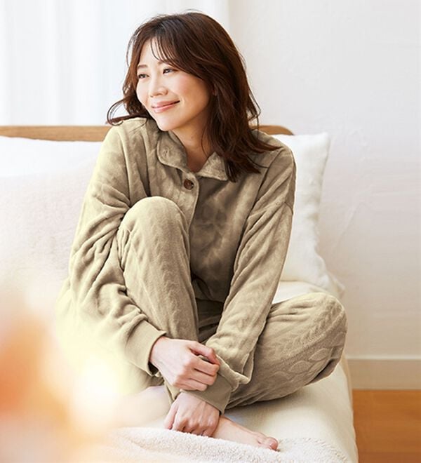 LAVIENNE（ラヴィエンヌ）の「ケーブルフリースジャケットパジャマ（パジャマ・ルームウェア）」｜詳細画像